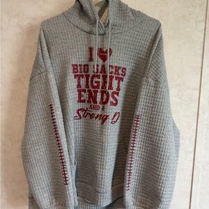 Gray Hooded Sweatshirt with Red Football Graphic